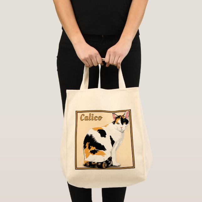 Calico Cat Personalised Grocery Tote Bag (Front (Product))