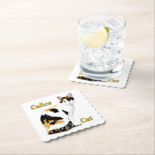 Calico Cat Personalised Paper Coaster