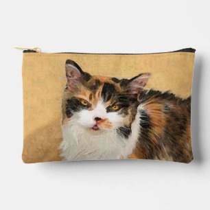 Calico Cat Portrait Painting Cute Original Art Accessory Pouch
