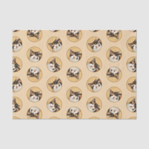 Calico Cat Portrait Painting Cute Original Art Tissue Paper