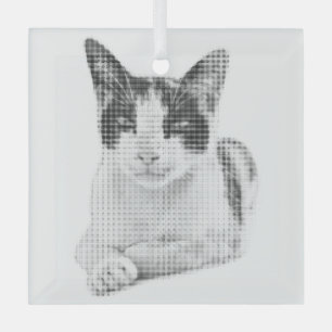 Calico Cat Retro Halftone Glass Tree Decoration