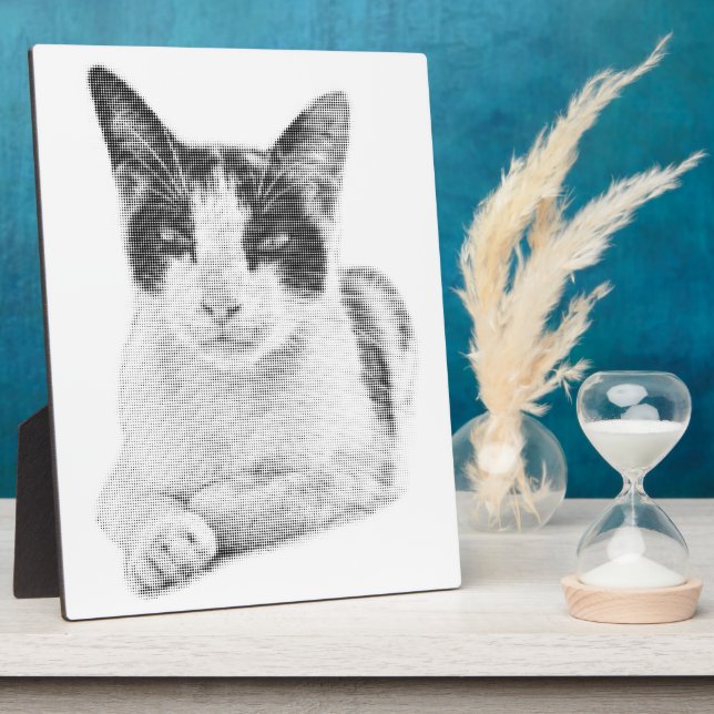 Calico Cat Retro Halftone Plaque (Side)
