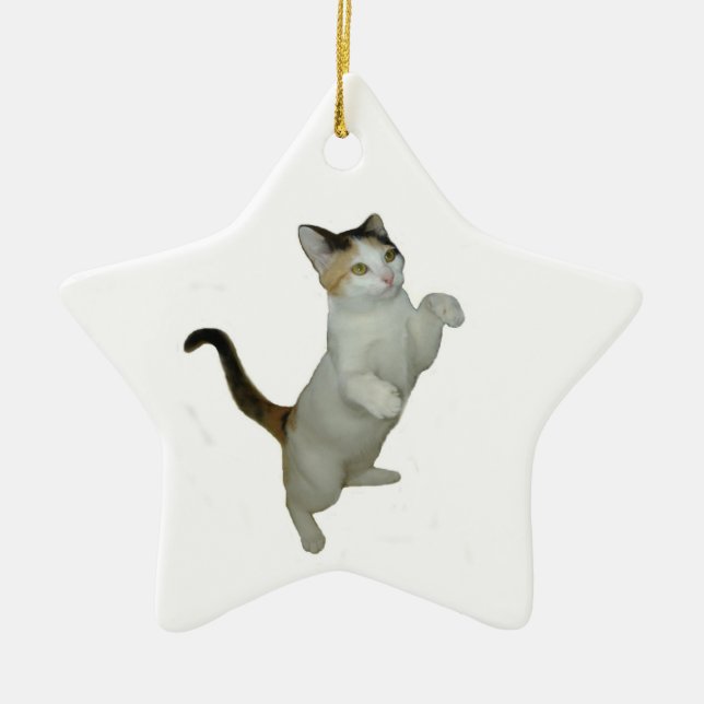 Calico Cat Sit Up Ornament (Front)