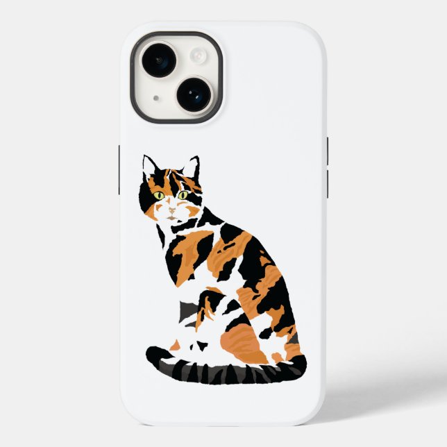 Calico cat sitting Case-Mate iPhone case (Back)