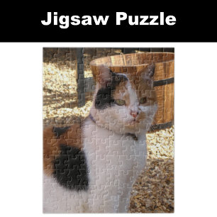 Calico cat sitting in the garden jigsaw puzzle