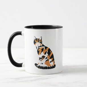 Calico cat sitting mug