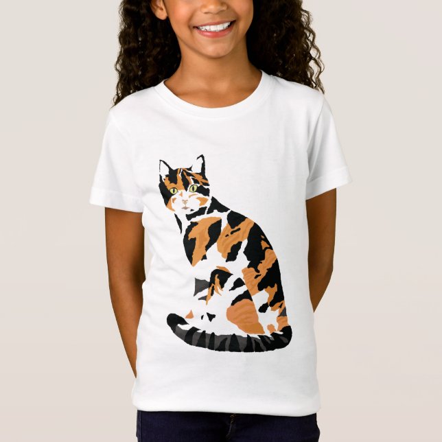 Calico cat sitting T-Shirt (Front)