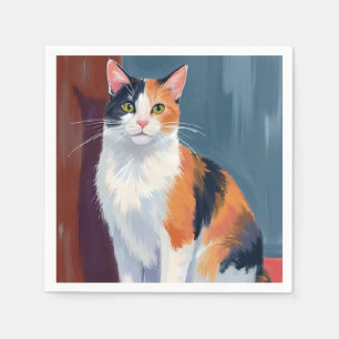 Calico Cat Watercolor Pretty Kitten Cat Pet Napkin