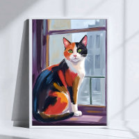Calico Cat | Watercolor Windowsill Pet Art
