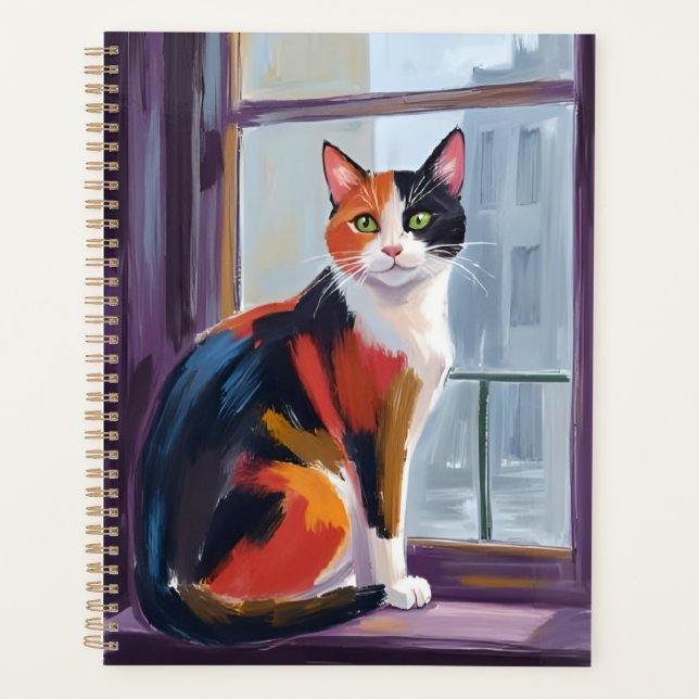Calico Cat | Watercolor Windowsill Pet Planner (Front)