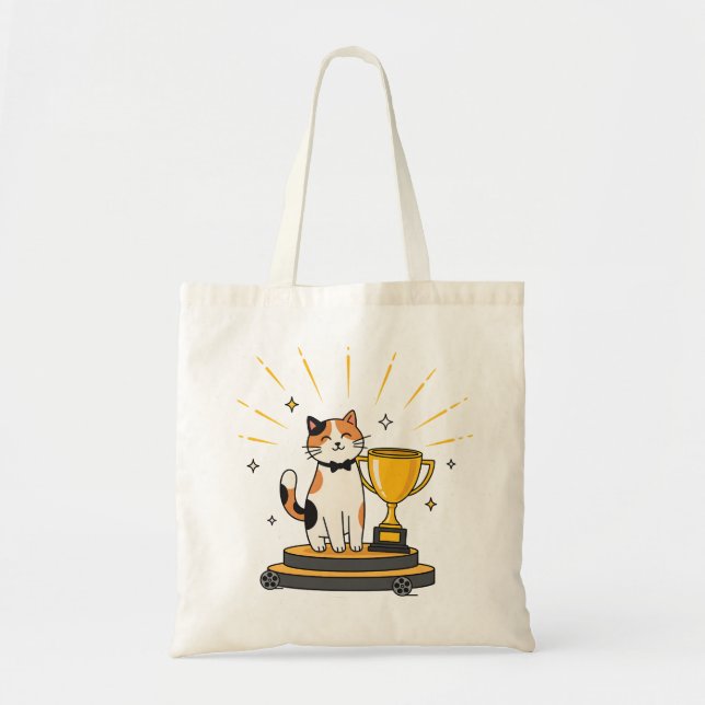 Calico Cat Wins Trophy - Tote Bag (Front)