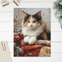 Calico Cat Winter Scene Painting