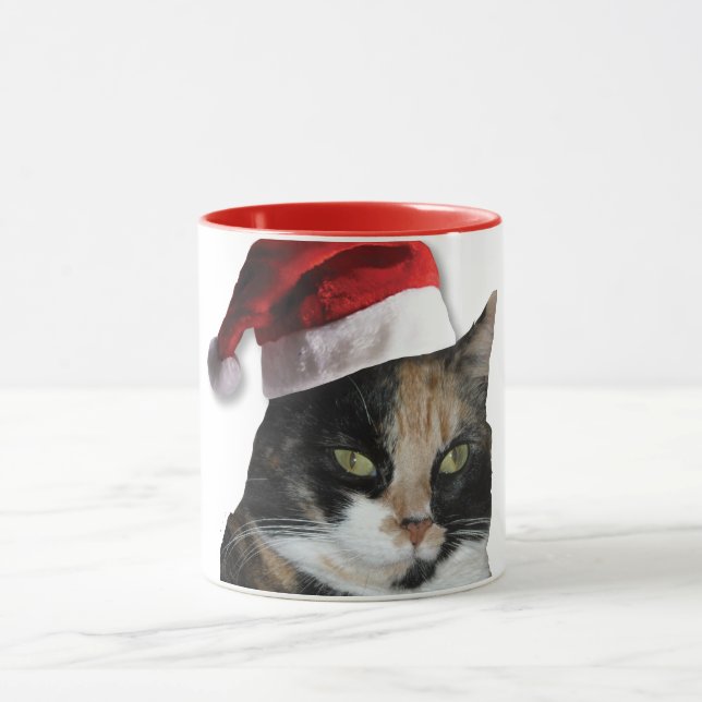 Calico Cat with a Santa Claus Hat Mug (Center)