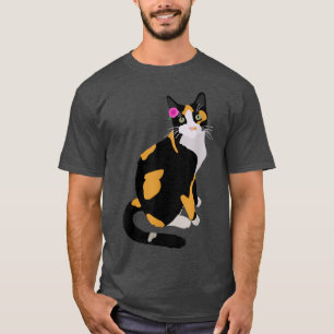 Calico Cat With Pink Flower, Calico Mum, Cat Lover T-Shirt