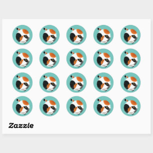 Calico cat with toy classic round sticker
