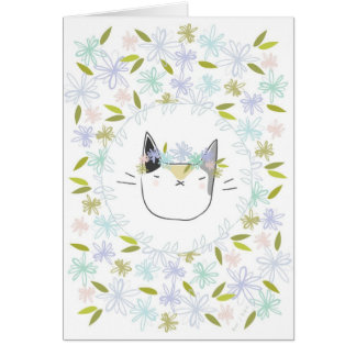 Calico Cat with Wildflowers