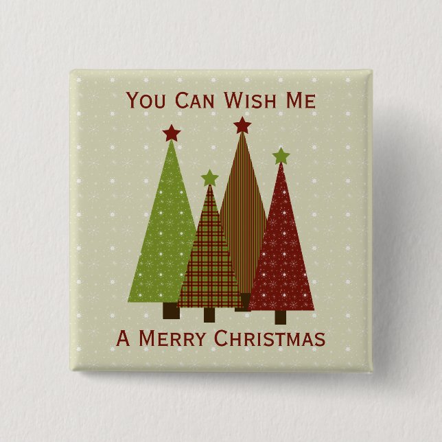 Calico Christmas Trees Button (Front)