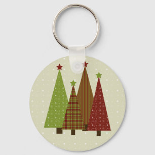 Calico Christmas Trees Keychain