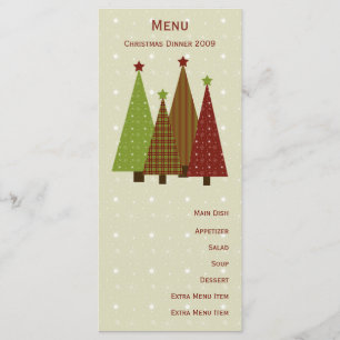 Calico Christmas Trees Menu Card