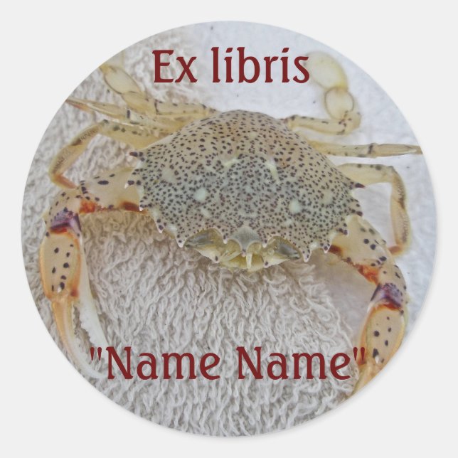 Calico Crab Ex libris Book Sticker for Customising (Front)