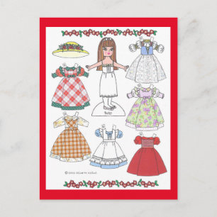 Calico Girl Betsy Old-Fashioned Paper Doll Postcard