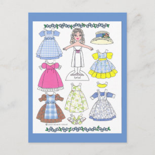 Calico Girl Rachel Old-Fashioned Paper Doll Postcard