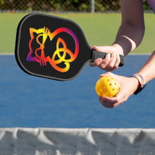 Calico Gradient Trinity Knot Celtic Cat Pickleball Paddle