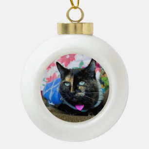 Calico III Ceramic Ball Christmas Ornament