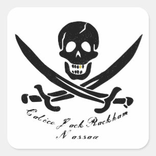 Calico Jack Nassau Pirate Flag Jolly Roger Square Sticker