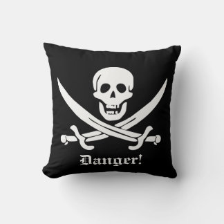 Calico Jack Pirate Flag Skull and Cutlass Warning Cushion