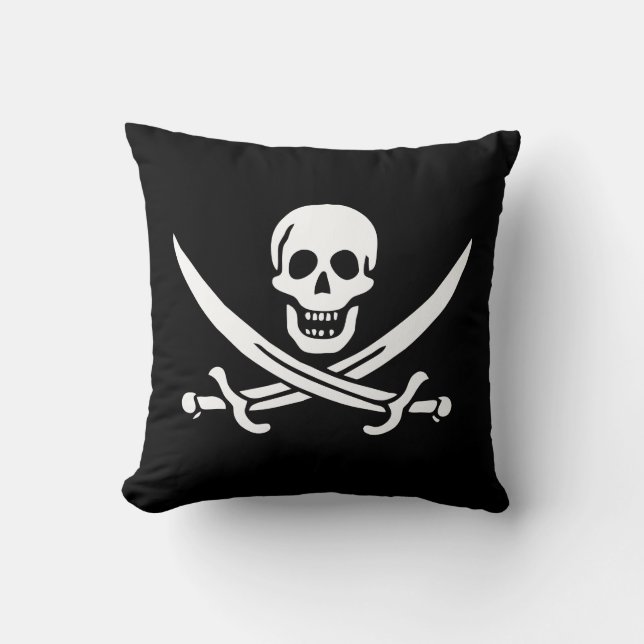 Calico Jack Rackham Pirate Flag Pillow 16 x 16 (Front)