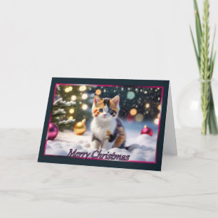 Calico Kitten Christmas Card