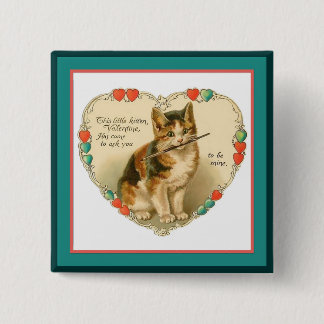 Calico Kitten in Heart 15 Cm Square Badge