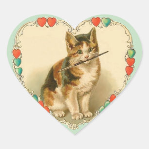 Calico Kitten in Heart Heart Sticker