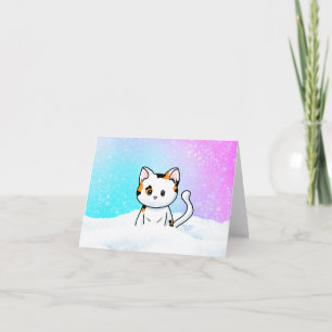 Calico Kitten Snow Globe Holiday Card