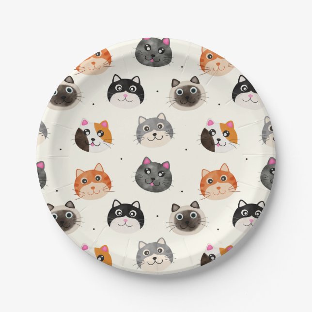 Calico Kitty Cat Paper Plates (Front)