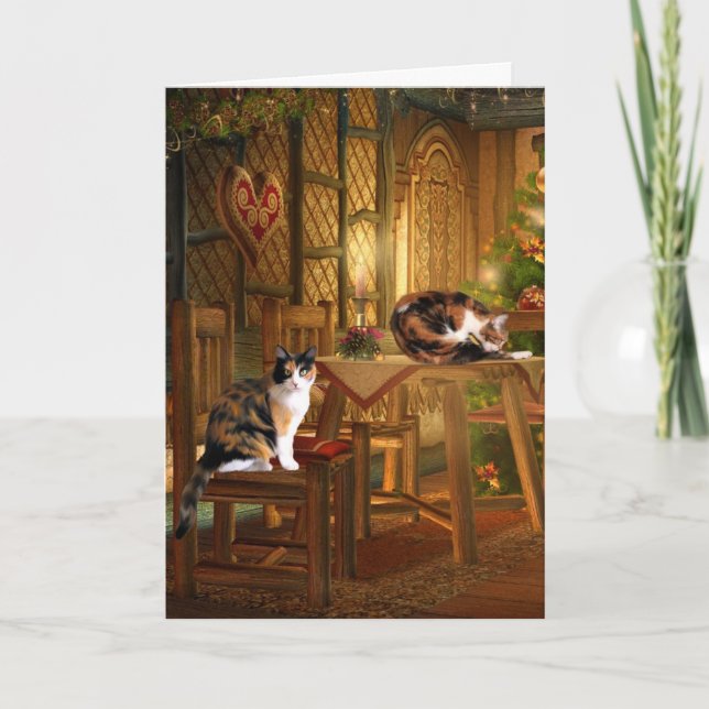 Calico kitty Christmas Holiday Card (Front)