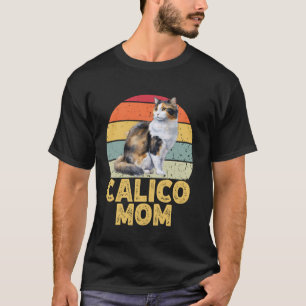 Calico Mum Funny Vintage Cat Lover Retro Sunset Pe T-Shirt