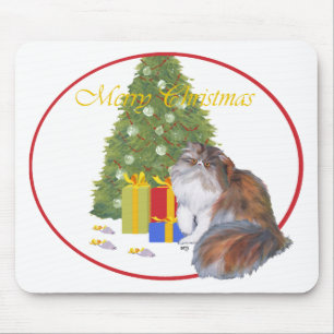Calico Persian Cat Christmas Mouse Mat