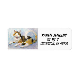 CALICO TORIE CAT RETURN ADDRESS LABELS