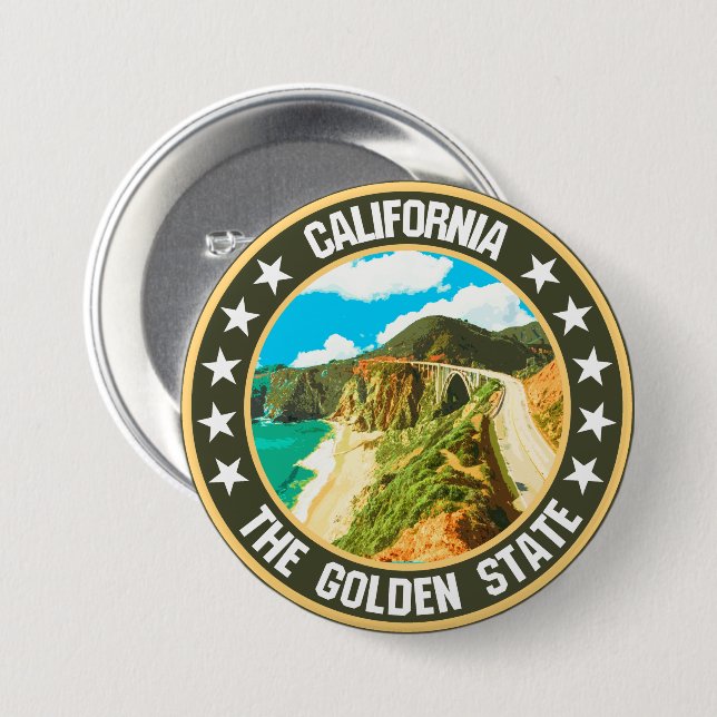 California                                         7.5 cm round badge (Front & Back)
