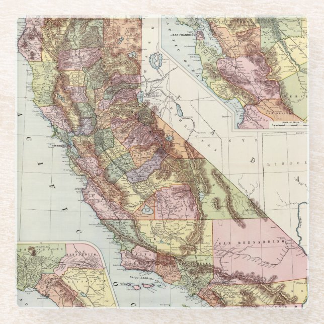 California 8 glass coaster (Front)