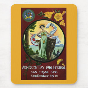 California Admission Day Festival Woman with Bear Mouse Mat