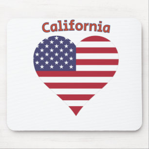 California American Flag Heart Mouse Mat