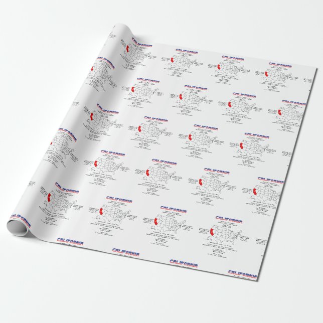California American state on a map and useful info Wrapping Paper (Unrolled)