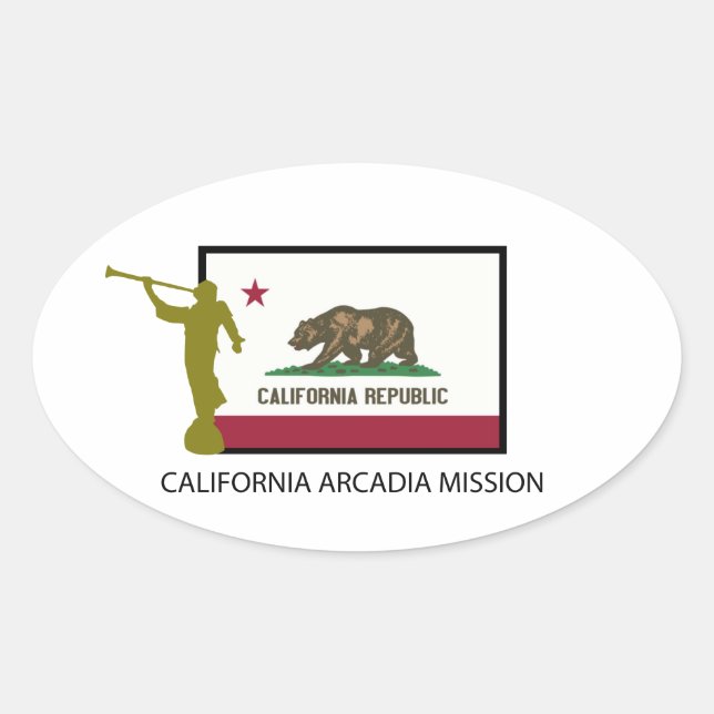CALIFORNIA ARCADIA MISSION LDS CTR OVAL STICKER (Front)