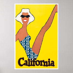 California Art Beach Print Santa Fe Travel Poster