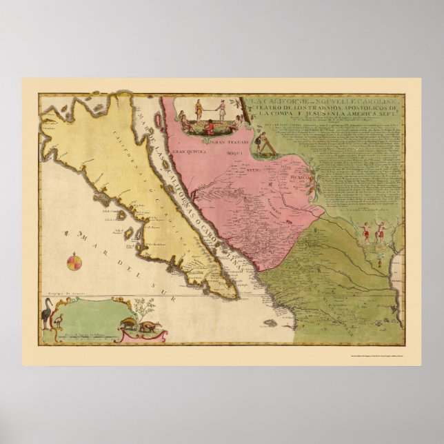 California as an Island by N. de Fer 1720 Poster (Front)