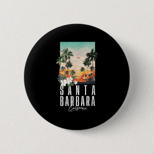California Beach Aesthetic Santa Barbara Palm Tree 6 Cm Round Badge