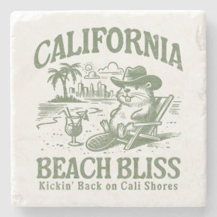 California Beach Bliss on Cali Shores Stone Coaster